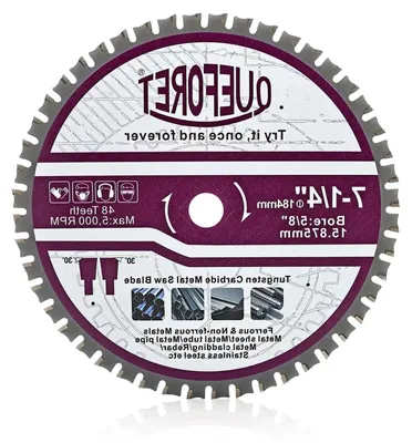 Productafbeelding van Cirkelzaagblad - Doorslijpschijf metaal - Metaal zagen - 48 hardmetalen tanden - 184 mm diameter - Zilverkleurig