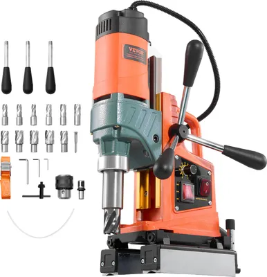 Produktbild von VEVOR Magnetbohrmaschine 1400 W 50 mm Bohrdurchmesser, umkehrbare Richtung, Magnetbohrer für Metalloberflächen, elektrische Kernbohrmaschine mit 11 Kernbohrern für Industrie Heimwerker Orange