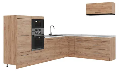 Zdjęcie produktu dla Kuchnia narożna Vicco Fame-Line Dąb goldkraft/Dąb goldkraft 327 x 227 cm, BP Marmur, Model 64394