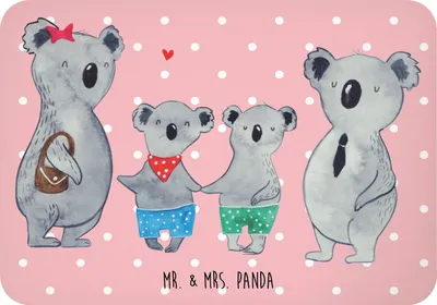 Produktbild von Mr. & Mrs. Panda magnet Koala Familie zwei - Rot Pastell - Geschenk, wandmagnet, Zusammen, Kühlschrankmagnet, whiteboardmagnet, Koalabär, Muttertag, zettelhalter