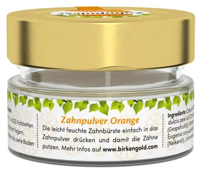 PROSZEK DO MYCIA ZĘBÓW O SMAKU POMARAŃCZOWYM ECO 30 g - BIRKENGOLD