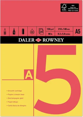 Obrázok produktu pre Daler Rowney Red and Yellow Drawing Paper Skicár 25 A5 150 g