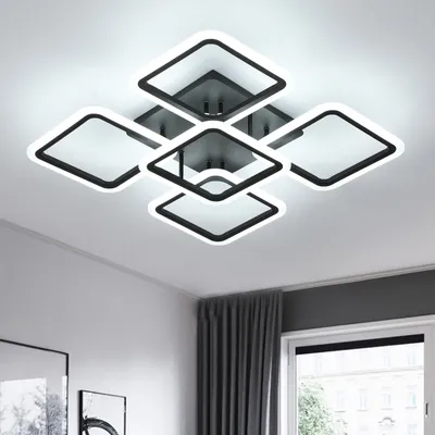 Productafbeelding van Comely 61W 7000LM LED plafondlamp, zwart, 5 lampkoppen, acryl