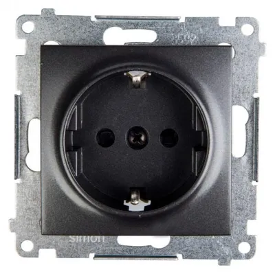 Immagine prodotto di Presa singola con messa a terra Schuko (modulo) 16A 250V antracite opaco contatto Simon 54 DGSz1Z.01/48