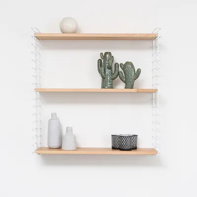Image de Étagère murale modulaire et intemporelle, en bois, coloris bois/blanc, dimensions : 70 x 21 x 68 cm