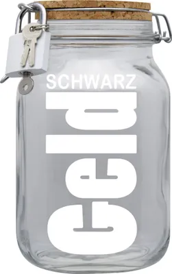 Produktbild von Spardose Geld Geschenk Ideen Schwarz Geld Transparent Größe XL 2 Liter