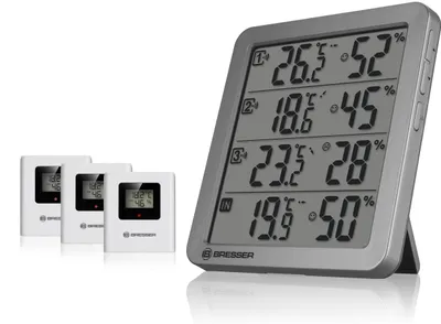 Produktbild von BRESSER Quadro NV Thermo-/ Hygrometer anthrazit Zimmerthermometer Luftfeuchtigkeitsmessgerät