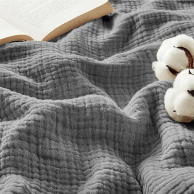 Zdjęcie produktu dla Koc muszelinowy, 100% bawełna - Miękki/Lekki koc - Oddychający - Lekki - Koc letni - 130 x 150 cm