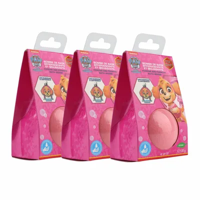 Produktbild von 3x Home-Flair Paw Patrol Badebombe - große Badekugel Skye - Rosa - 170g Schaum-Effekt - VEGAN - mit Überraschungsanhänger