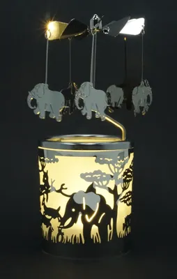 Produktbild von Windlicht Karussell Elefant Glas Votivglas Leuchtglas Teelichthalter