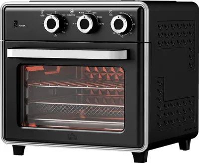 Produktbild von Kompaktbackofen 20L mit 5 Funktionen, 360° Heißluft, Grillrost und Krümelblech in Schwarz