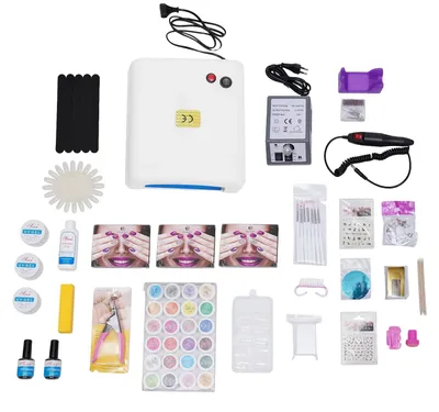 Obrázek produktu pro Sada pro nehtové studio, 36W UV lampa, profesionální gelová sada, BÍLÁ