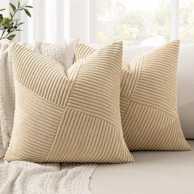 Image de Lot de 2 housses de coussin en velours - Décoration moderne - 50 x 50 cm
