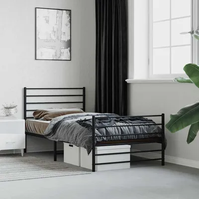 Produktbild von vidaXL Bettgestell mit Kopf- und Fußteil Metall Schwarz 107x203 cm