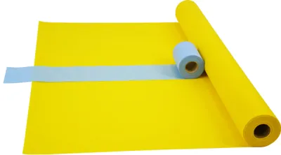 Produktbild von Sensalux Kombi-Set 1 Tischdeckenrolle 1,5m x 25m gelb + Tischläufer 15cm hellblau
