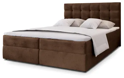 Produktbild von Masseno Boxspringbett GLOS K 180x200 cm Komplett-Set mit Bonell Matratze und Topper, Polsterbett mit Bettkästen -Braun, KRONOS 06
