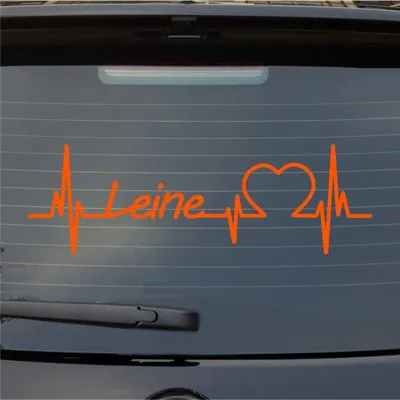 Produktbild von Heckscheibenaufkleber Leine Herzschlag Puls Fluss Wasser Liebe 55x17 cm Orange Auto Aufkleber Sticker