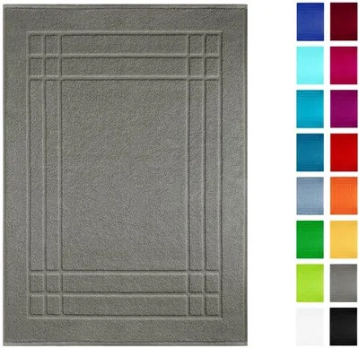 Immagine prodotto di Tappetino da bagno Unyqoos® 50 x 70 cm, grigio scuro – realizzato in 100% cotone morbido e assorbente, lavabile fino a 60°C, adatto all'asciugatrice