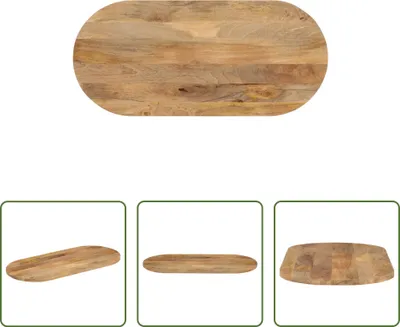 Productafbeelding van Living Store eettafelblad, ovaal, 80x40x2,5 cm, massief mangohout
