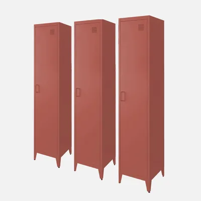 Immagine prodotto di Set di 3 armadi camera industriale, 4 vani, Terracotta