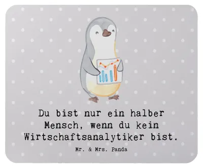Produktbild von Mr. & Mrs. Panda Mauspad Wirtschaftsanalytiker Herz - Grau Pastell - Geschenk, Mouse Pad, Mousepad, computer, pc mausunterlage, gummi