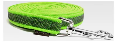 Produktbild von Gummierte Schleppleine 20mm ohne Handschlaufe Standard Karabiner neon grün 5m