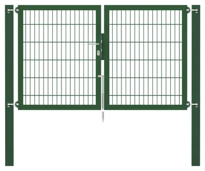 Produktbild von Alberts Doppeltor Flexo Plus mit Zubehör, zum Einbetonieren, grün, Breite 200 cm, Höhe 120 cm, Pfostenstärke 100 x 100 mm