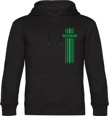 Produktbild von multifanshop Kapuzen Sweatshirt - Wolfsburg - Streifen, schwarz, Größe S