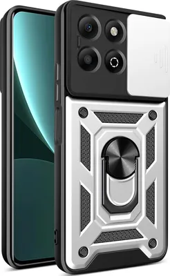 Produktbild von Hülle für Honor X6b Magnetische Ring Ständer Halter Dia Kameraschutz TPU Bumper Silikon Schutzhülle Silber
