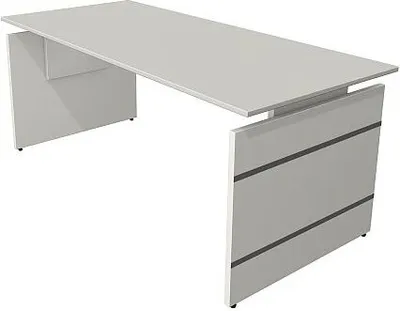 Produktbild von Kerkmann Schreibtisch Form 4 180x80x68-76 cm Wangen-Gestell Lichtgrau