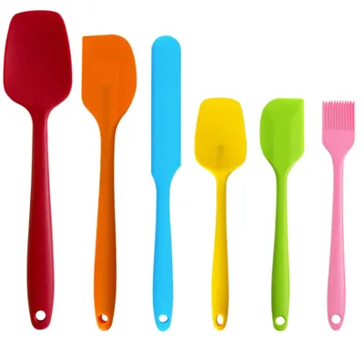 Produktbild von 6-teiliges Silikonspatel-Set, Küchenutensilien, hitzebeständiges Antihaft-Silikonspatel-Set (bis 230 °C), Silikon-Teigschaber zum Backen, Kochen und Rühren – verschiedene Farben