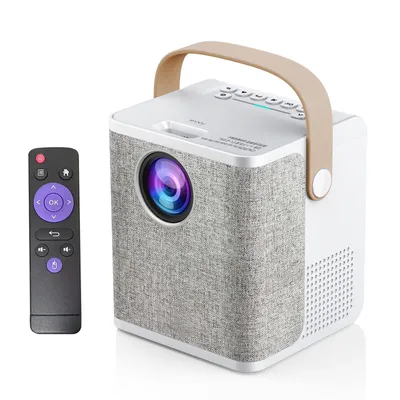 Obrázek produktu pro LD01 Přenosný LCD LED projektor Android 7.1 Domácí kino 2.4G / 5G Dvoupásmová Wi-Fi BT4.0 Bezdrátové zrcadlení Přehrávač médií HD AV USB TF karta Vstup 3,5mm audio výstup s dálkovým ovládáním