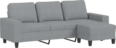 Produktbild von vidaXL 3-Sitzer-Sofa mit Hocker Hellgrau 180 cm Stoff