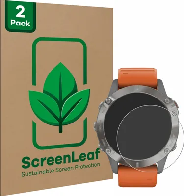 Produktbild von 2x ScreenLeaf Schutzfolie für Garmin Fenix 6 / 6 Pro / 6 Pro Solar nachhaltiger Displayschutz Display Schutz Folie Klar Transparent