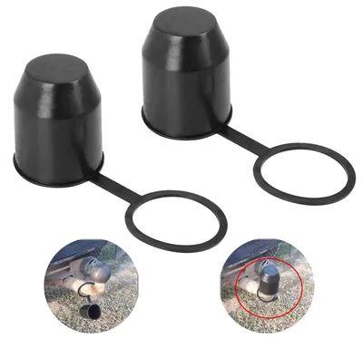 Immagine prodotto di Copertura protettiva per gancio di traino, 2 pezzi, colore nero. Protezione per sfera di gancio di traino, adatta per auto, camper e rimorchi