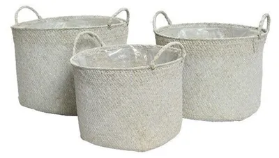 Produktbild von Korb Wäschekorb Aufbewahrungskorb Seegras rund Ø 22 cm 3er Set