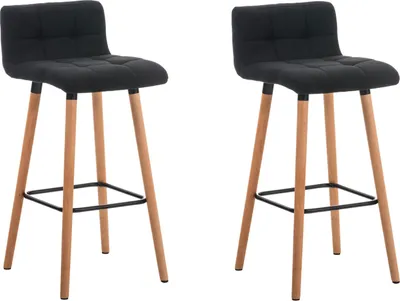 Produktbild von 2er Set Barhocker GITOR - Stoff Dunkelgrau 42x49x94 cm | Barstuhl Mit Lehne Tresenhocker Tresenstuhl Kneipenhocker Kneipenstuhl