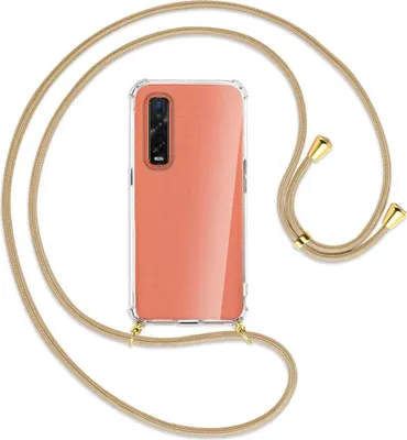 Produktbild von Handykette Backcover-Schutzhülle mit Band (Metall goldfarben) für Oppo Find X2 Pro - caramel