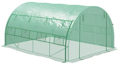 Obrázok produktu pre Fóliový skleník Outsunny, polytunel 3,97 x 3 x 2 m, s navíjateľnou krycou fóliou, zelený