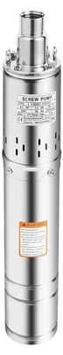 Produktbild von Tiefbrunnen Wasserpumpe - Tauchpumpe 9 cm Edelstahl - 500 W Hochdruck - 100 m Förderhöhe - 2000 l/h - 220 V EU-Stecker Silber