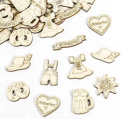 Productafbeelding van decoratieset van hout, 104 stuks voor DIY en feestversiering