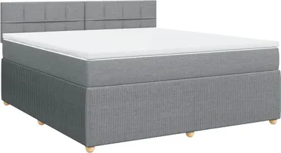 Image de vidaXL Lit boxspring avec matelas gris clair 180x200 cm Tissu