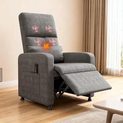 Produktbild von Elektrisch Verstellbarer Relaxsessel für Zuhause | 105°–165° verstellbare Rückenlehne | 4 Massagepunkte & 8 Massagemodi | Doppelt gepolstertes Sitzkissen aus Leinenstoff