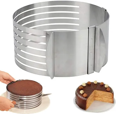 Produktbild von Ring Cutter Layer Kuchen Slicer, Einstellbare Ring 7 Schicht Mousse, Zum leichten Schneiden Von Tortenböden, DIY Runde Brot Backform