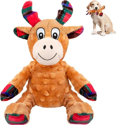 Produktbild von Hundespielzeug Weihnachten, Hunde Weihnachten,Quietschendes Plš¹sch-Hundespielzeug fš¹r Kauer, langlebig interaktives Weihnachts-Rentier fš¹r Welpen, kleine, mittelgro?e und gro?e Hunde