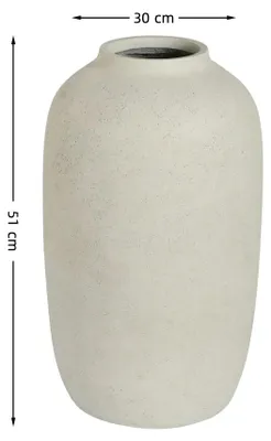 Zdjęcie produktu dla Okrągły doniczka betonowa - Duży doniczka na kwiaty - 30 x 51 cm - Do użytku wewnątrz i na zewnątrz - Wykonana ręcznie - Rustykalna dekoracja - Biały