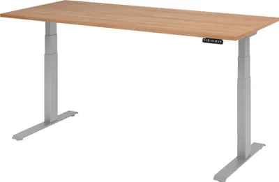 Produktbild von bümö Schreibtisch elektrisch XDKB - Gestell: Silber, Nachbildung: Nussbaum, Größe:  180 x 80 cm