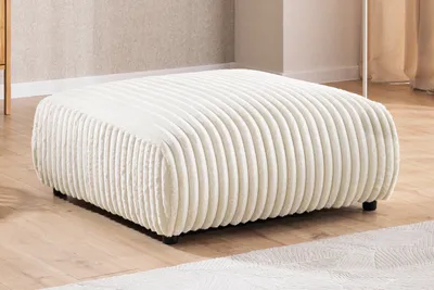 Produktbild von Mollis - Hocker aus Hellbeige Plüschcord schöner Sitzkomfort