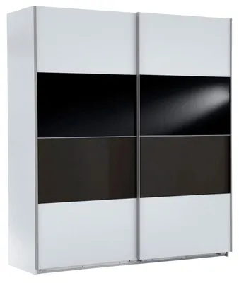 Image de Armoire à portes coulissantes Easy Plus Armoire 180x65x210cm blanc Verre noir (18652)