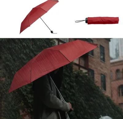 Produktbild von Taschenschirm Hülle 23x5cm dunkelrot Kunststoff Polyester Mini-Taschenschirm Regenschirm Schirm